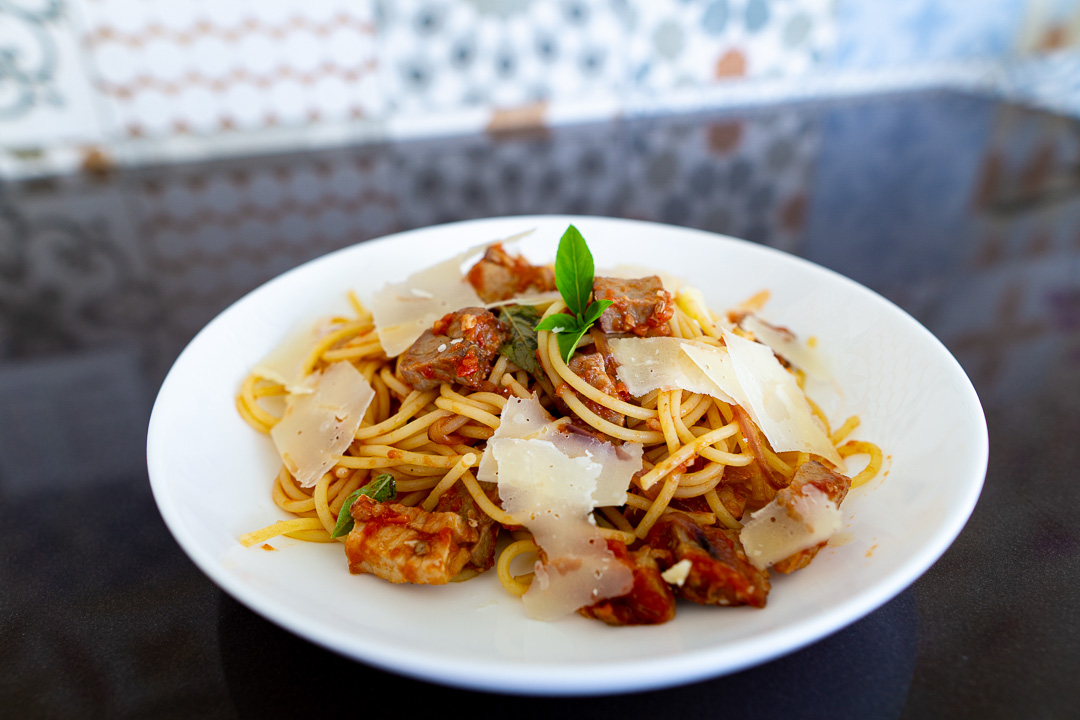 Espaguete com pancetta