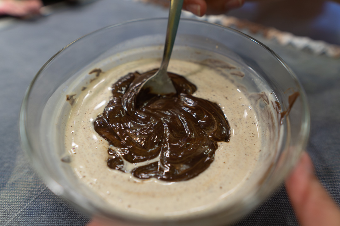 Início da mistura do ganache