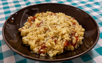 Risoto de tomate seco e palmito