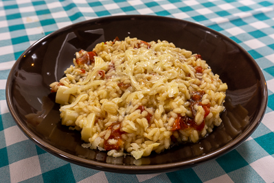Risoto de tomate seco e palmito